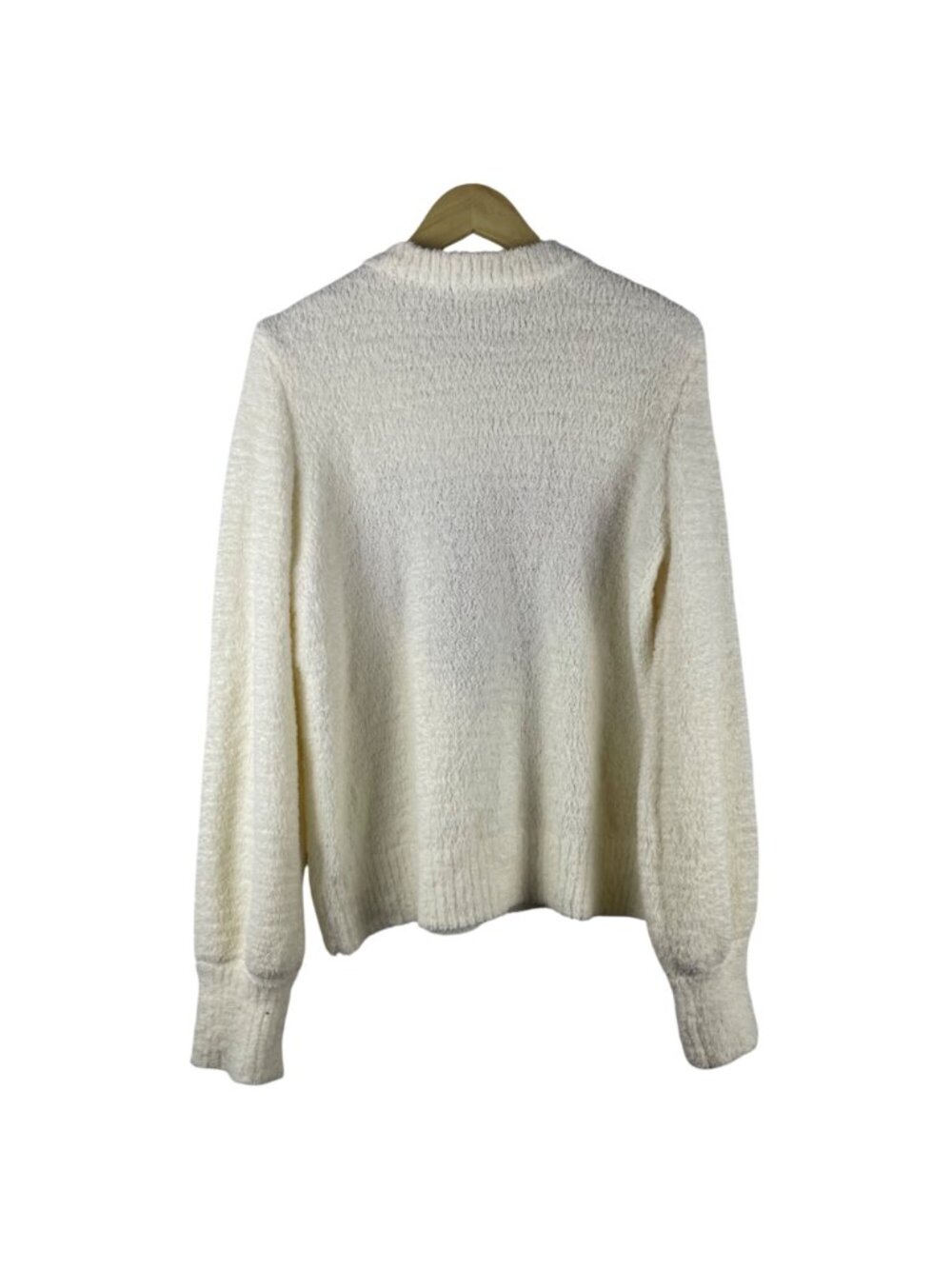 Marled Red Heart Graphic Cream Fuzzy Cozy Knit Novelty Holiday Sweater Large - Picture 7 of 8
